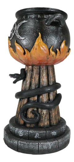 Wicca Triple Moon Witch Cauldron With Snake And Sacred Geometry Candle Holder-9