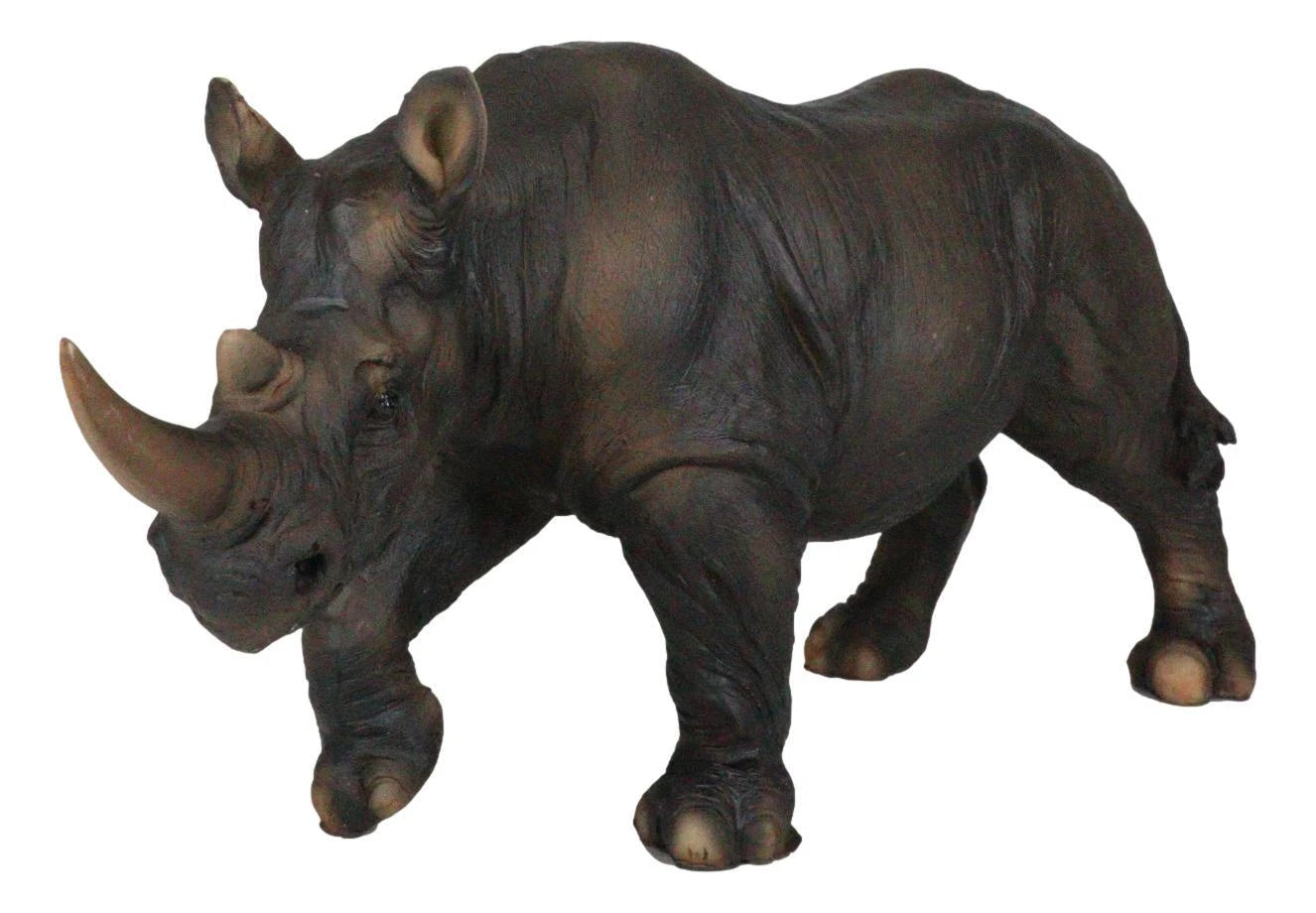 African Safari Grasslands Rhinoceros Horned Beast Decorative Figurine 11" Long-7