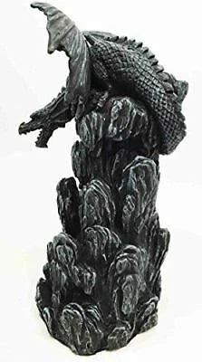Dark Rocky Mountain Chernos Dragon Backflow Incense Tower Burner Statue-10