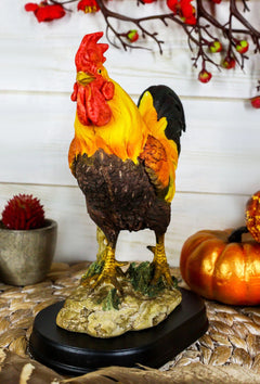 Estatua de gallo y gallina campestre orgullosa con base de 7.5" de alto-5