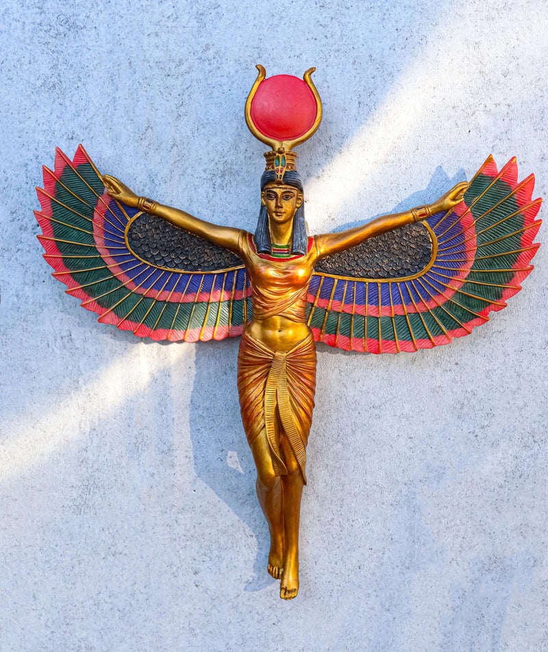 Ancient Egyptian Goddess Isis With Open Wings Wall Decor Isis Ra Deity Plaque-3