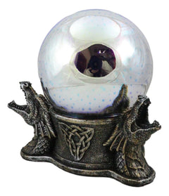 Luz nocturna LED con estrellas mágicas y bola de cristal con diseño de dragones rugientes y nudos de la Trinidad Celta-10