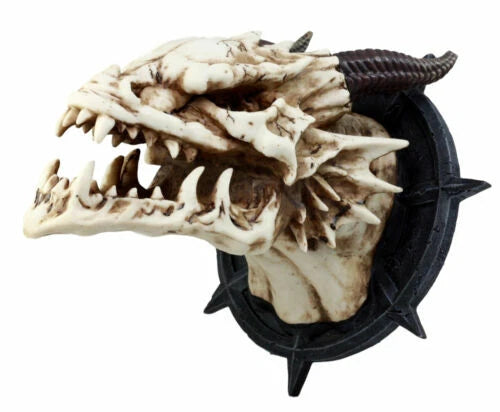 Large Chained Horned Dragon Skull Wall Trophy Decor Saint George Slain Dragon-7
