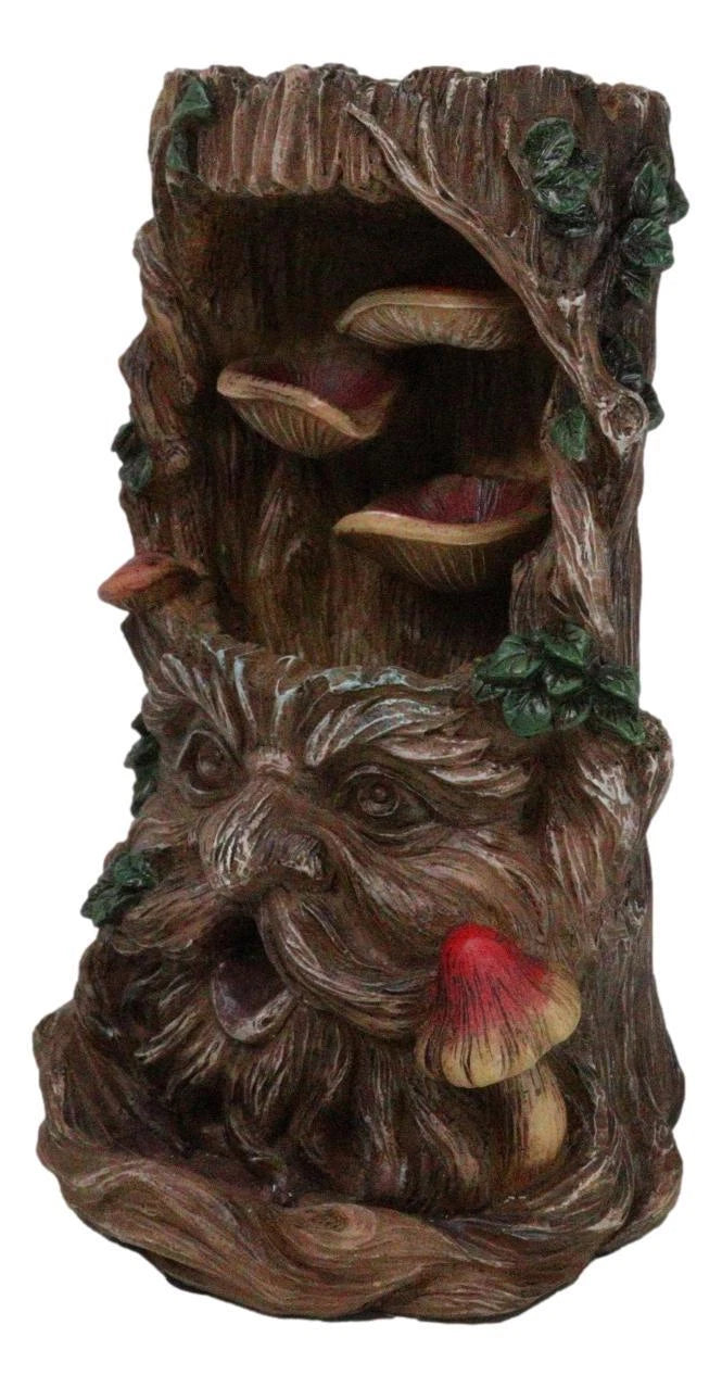 Forest Celtic Greenman Tree Ent With Fungi Pillar Backflow Incense Cone Burner-4