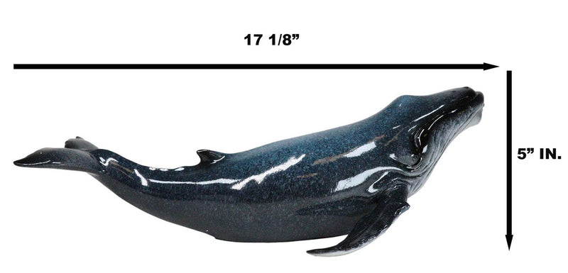 Large Nautical Ocean Marine Baleen Blue Humpback Whale Swimming Figurine 17"L-6