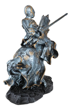 Medieval Champion Knight In Suit Of Armor With Lance On Horse Figurine-9