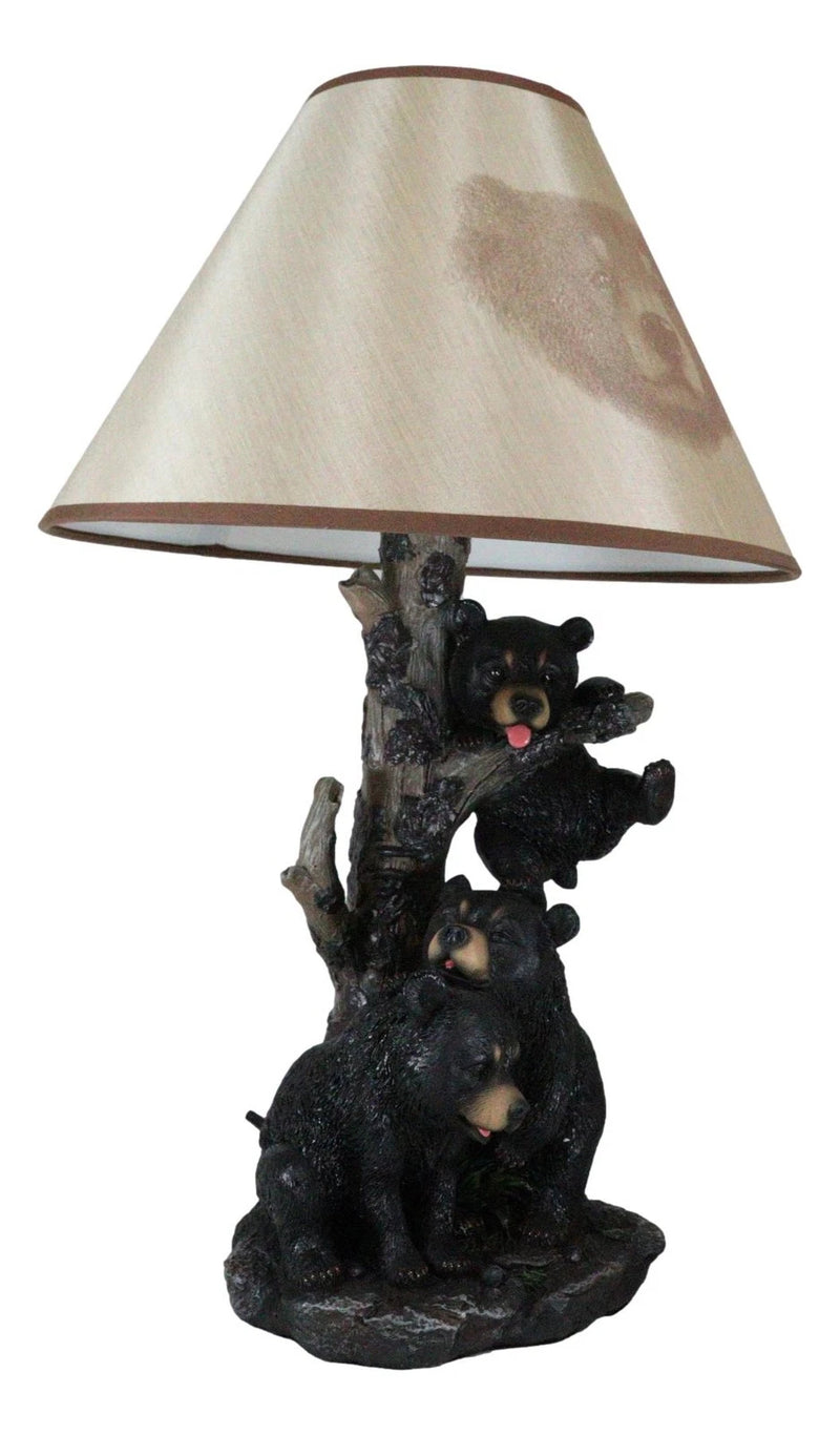 Lámpara de mesa con cachorros de oso negro trepando y pantalla de oso (juego de 2)-9