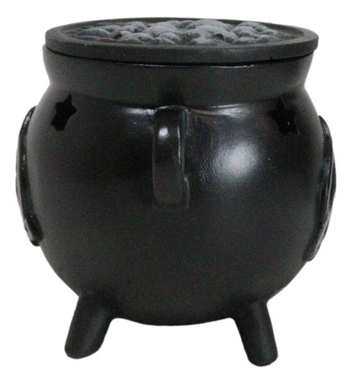 Wicca Sacred Triquetra Symbol Stars Cutout Witch Cauldron Incense Cone Burner-7