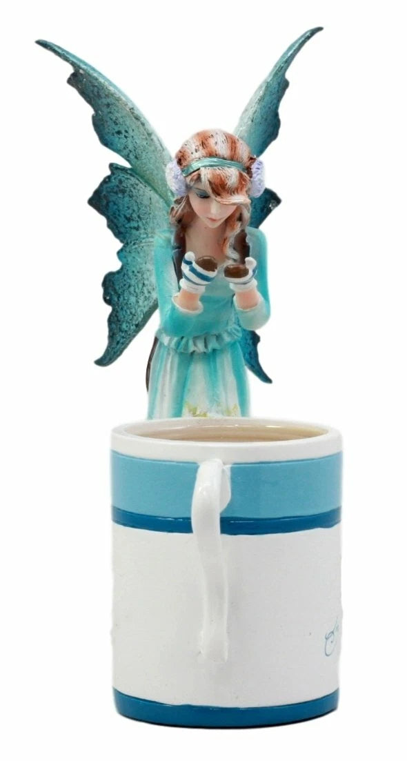 Amy Brown Teacup Creamy Hot Cocoa Whimsical Fairy Figurine 6"H-5