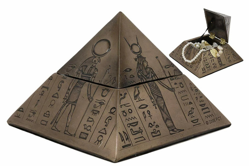 Ancient Egyptian Isis Sekhmet Horus Anubis Pyramid Jewelry Trinket Box 6"L-8