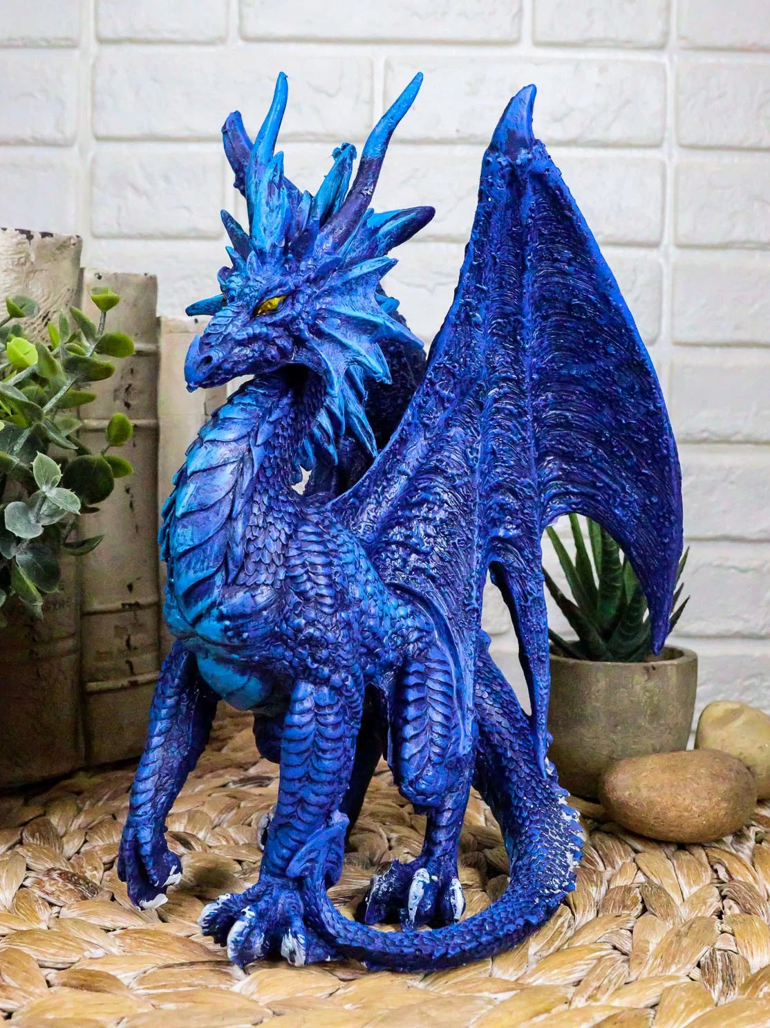 Ruth Thompson Fantasy Blue Check Mate Dragon With Majestic Horns Statue 9" Tall-1