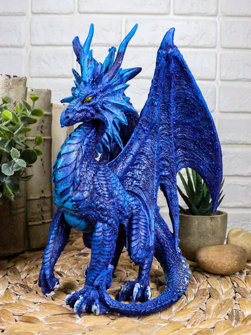 Ruth Thompson Fantasy Blue Check Mate Dragon With Majestic Horns Statue 9" Tall-1