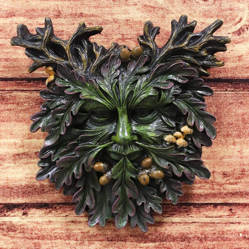Celtic Autumn Euphoria Celtic Greenman Hanging Wall Decor Plaque 6" High-1