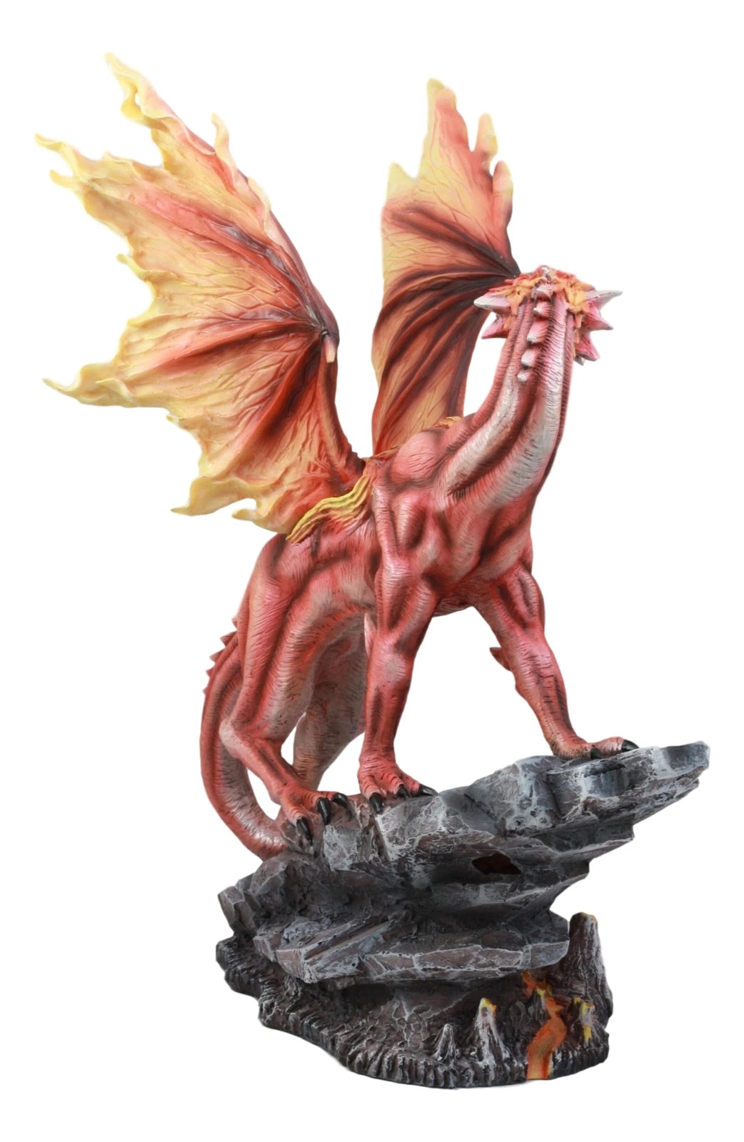 Large Red Magma Lava Smaug Dragon On Volcanic Rock Statue Fantasy Home Decor-8