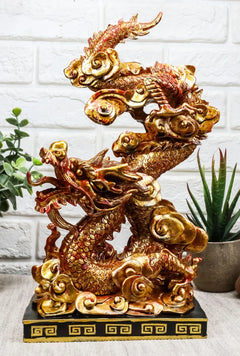 Feng Shui Chinese Imperial Nine Dragons Golden Dragon King Decorative Statue-9