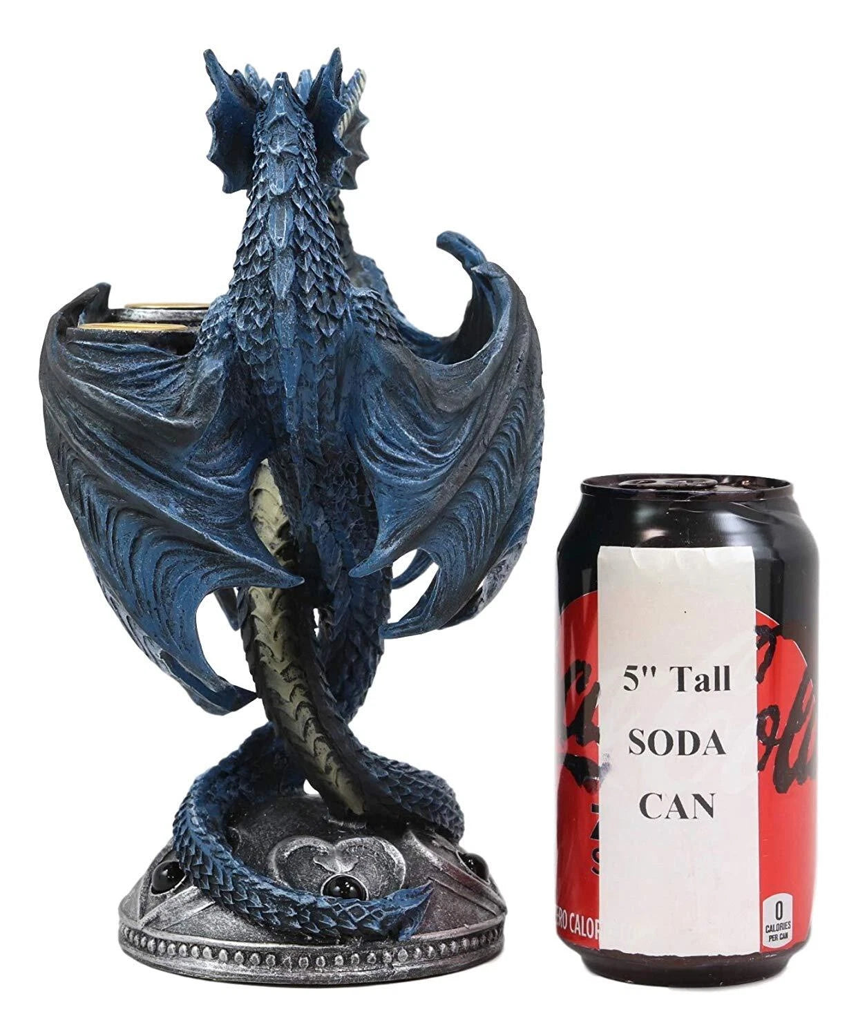 Dragon Heart Altar Drake Candleabra Candle Holder Twin Dragons Figurine 9"Tall-9