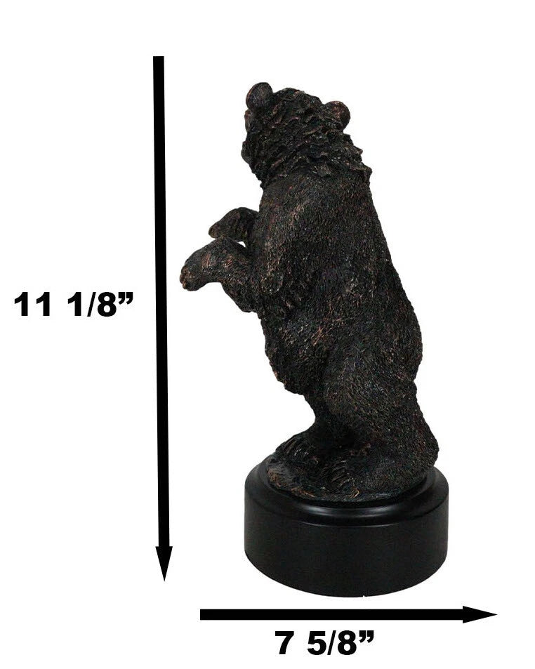 Estatua decorativa de resina galvanizada de bronce rugiente de oso negro occidental sobre sus patas traseras-8