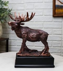 The Emperor Wild Elk Bull Moose Statue Bronze Electroplated Figurine With Base-1