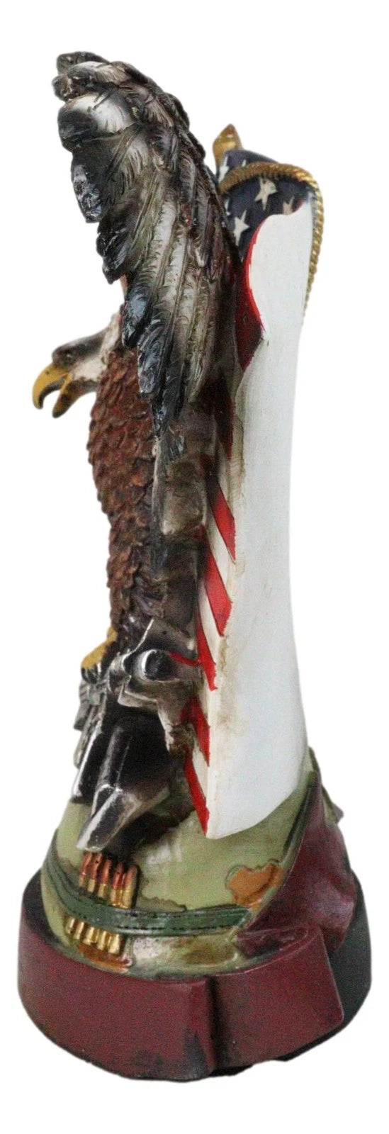 Bald Eagle With Crossed Rifles Soldier Helmet By Star Spangled US Flag Figurine-4