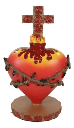DOD Sacred Heart Of Jesus W/ Crown Of Thorns Roses & Cross Statue-8