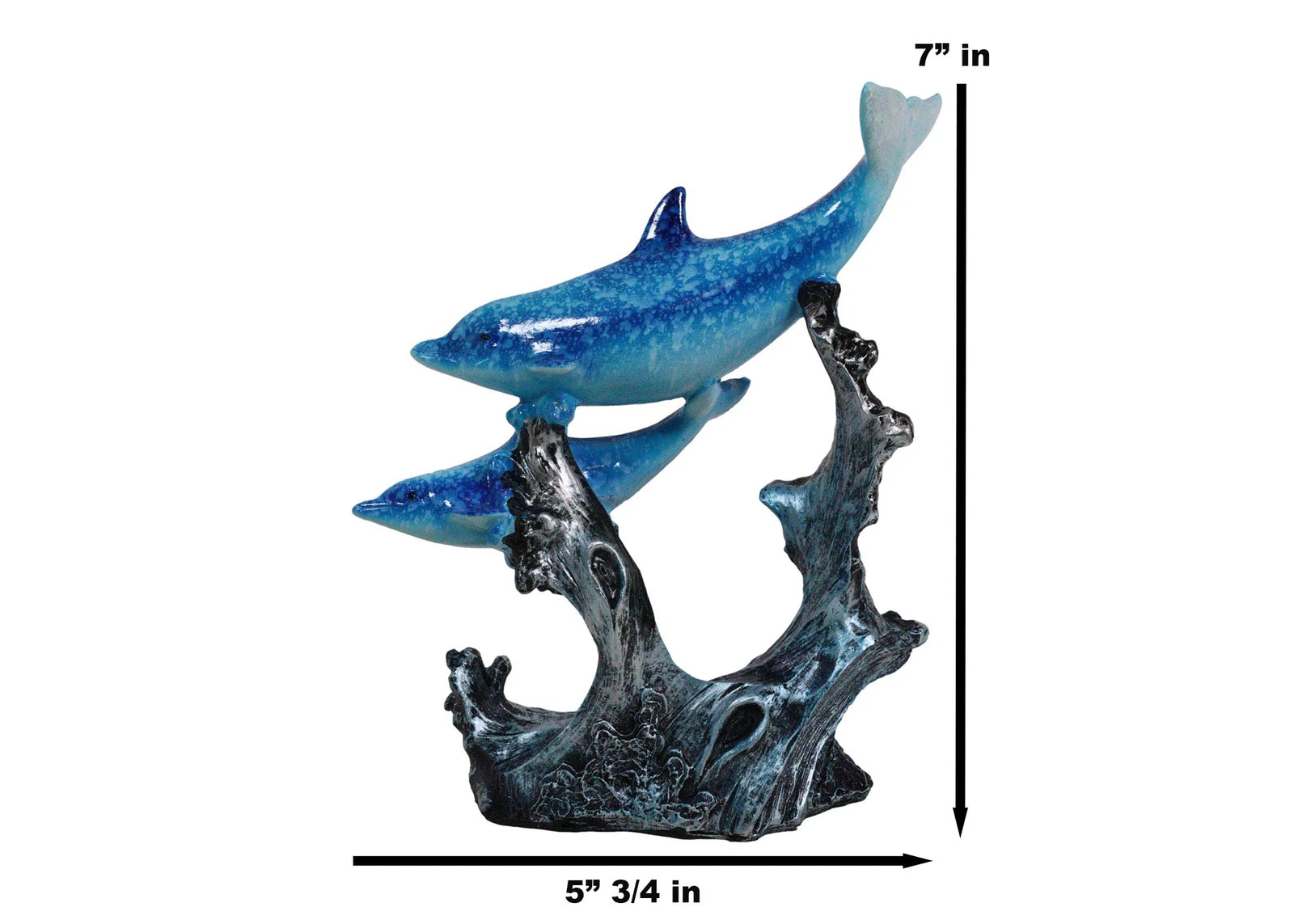 Marine Sea Ocean 2 Blue Dolphins Swimming Around Underwater Coral Reef Figurine-6