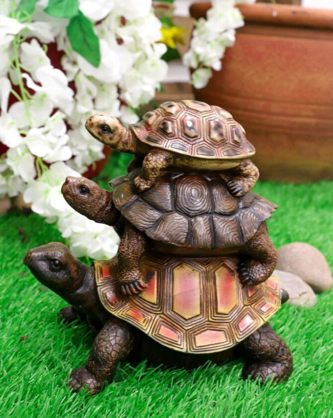 Nautical Marine Reptile 3 Stacked Acrobatic Turtles Tortoises Figurine Feng Shui-5