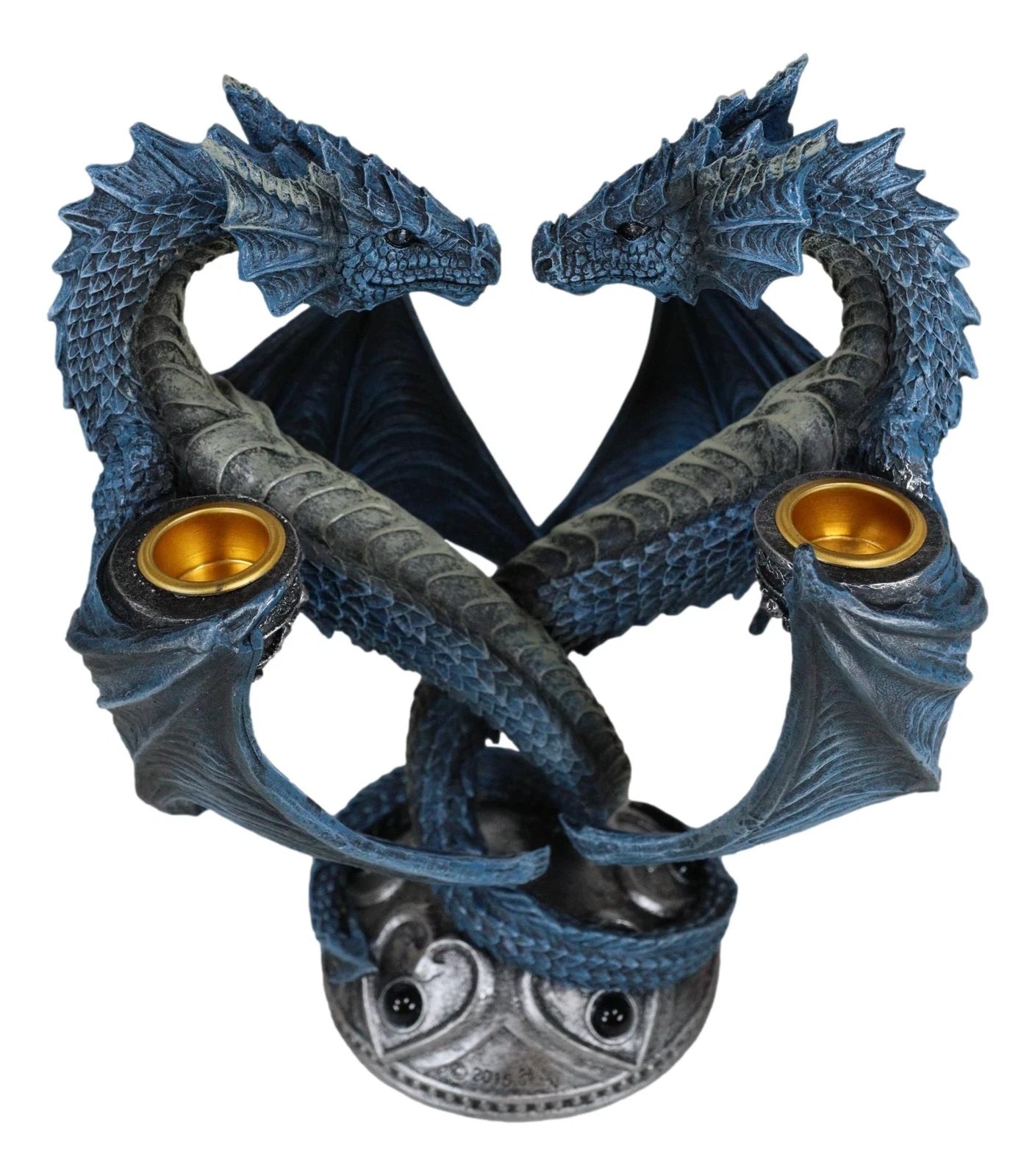 Dragon Heart Altar Drake Candleabra Candle Holder Twin Dragons Figurine 9"Tall-10