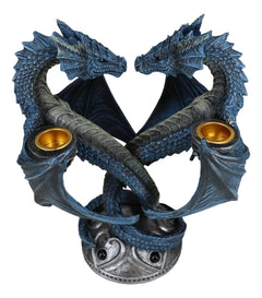 Dragon Heart Altar Drake Candleabra Candle Holder Twin Dragons Figurine 9"Tall-10