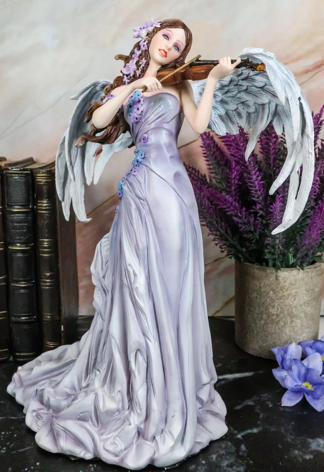 Large Inspirational Decor Angelic Lullaby Heavenly Angel Playing Violin Statue-6