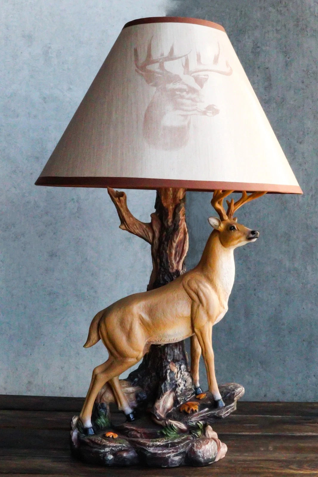 12 Point Whitetail Deer Buck Desktop Table Lamp With Shade Wild Life-2