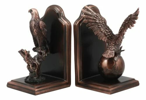 Wings of Glory American Bald Eagle Bookends Pair Bronze Electroplated Figurine-5