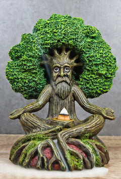 Forest Greenman Tree Man Ent Meditating Backflow Incense Cone Burner Figurine-1