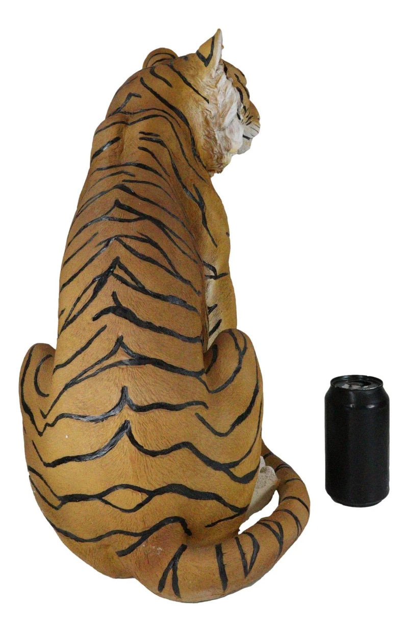 20"Tall Orange Bengal Tiger Raja Sitting On Guard Decorative Garden Statue-9