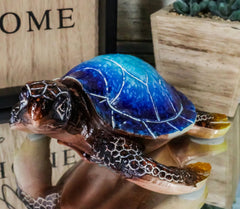 Sea Turtle Figurine, Giant Ocean Blue Decorative Tortoise Statue, 12" Swimming Sea Life Sculpture for Home Decor, Coastal, Nautical, Aquarium Display, Beach House, Gift Collectible-1
