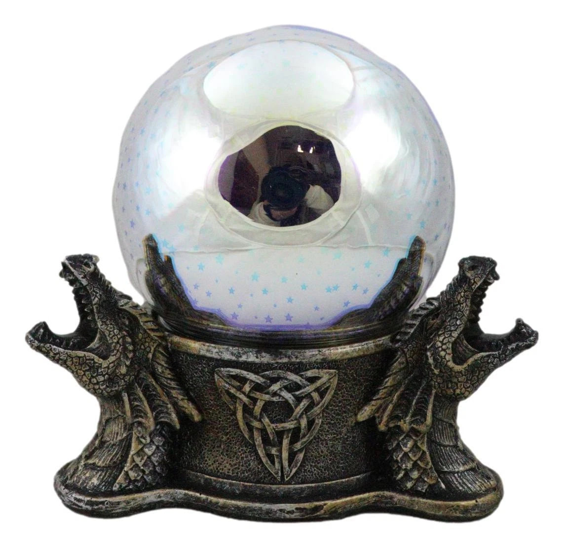 Luz nocturna LED con estrellas mágicas y bola de cristal con diseño de dragones rugientes y nudos de la Trinidad Celta-9