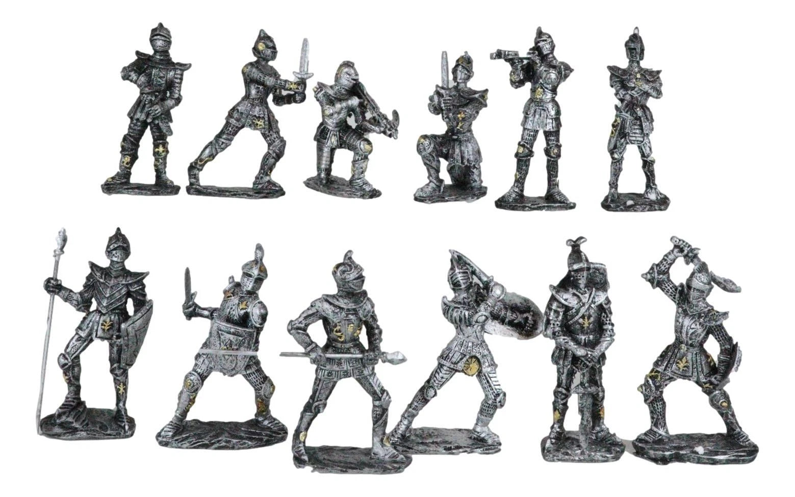 Set of 12 Medieval Knights w/ Swords Crossbow Halberds & Shield Figurines-10