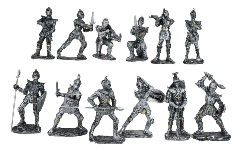 Set of 12 Medieval Knights w/ Swords Crossbow Halberds & Shield Figurines-10