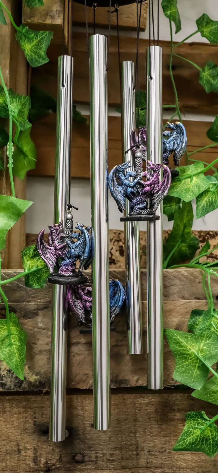 Yin Yang Day and Night Twin Dragons Excalibur Sword Wind Chime Home Patio Decor-9