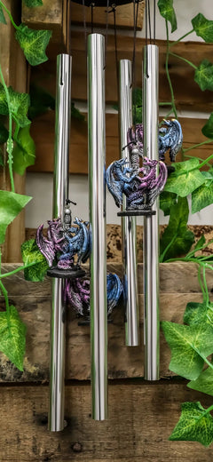 Yin Yang Day and Night Twin Dragons Excalibur Sword Wind Chime Home Patio Decor-9
