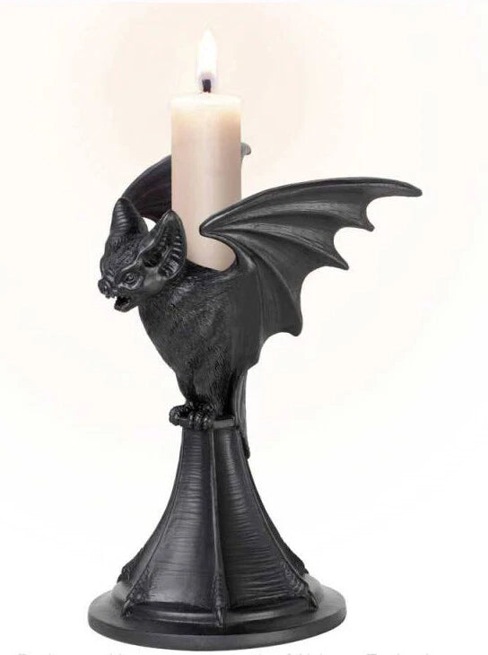 Wicca Gothic Black Gargoyle Vampire Bat Vespertilio Candlestick Holder Figurine-7