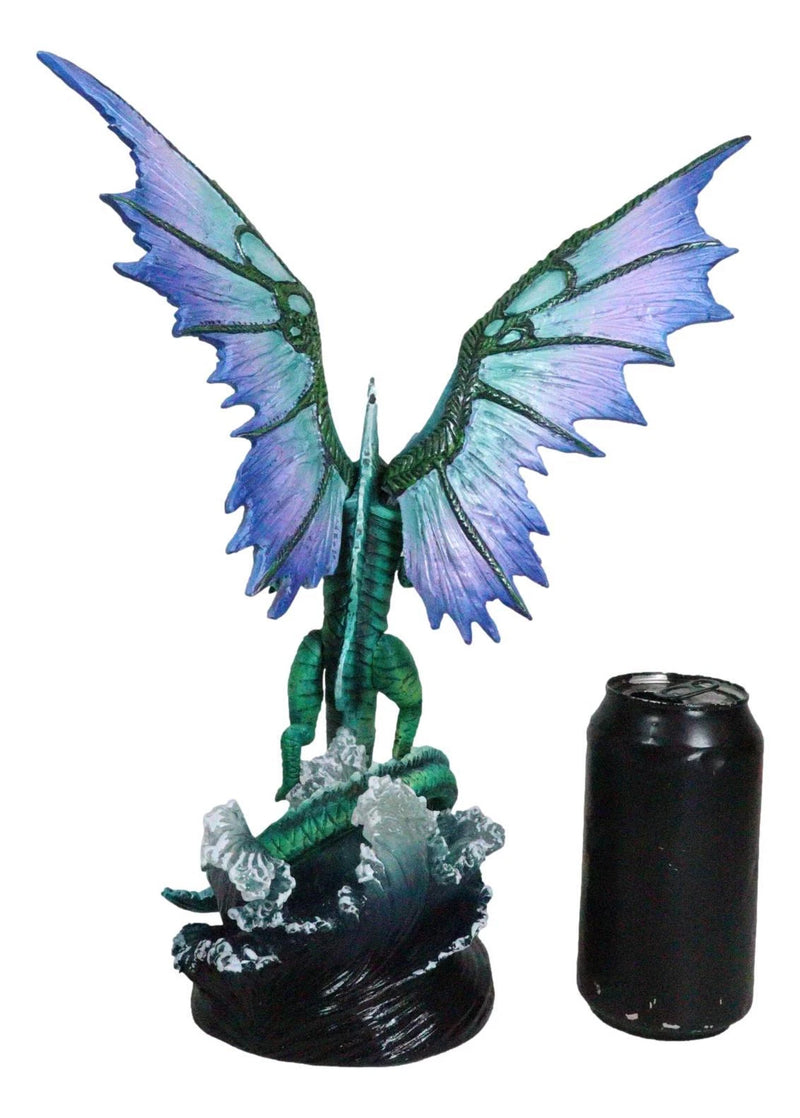 Large Fantasy Elemental Water Dragon Rising Above Sea Waves Collectible Figurine-9