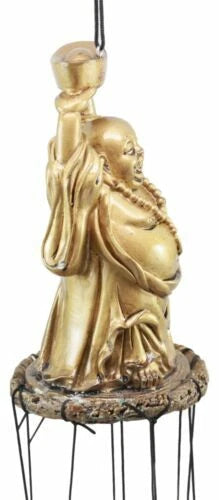 Feng Shui Lucky Buddha With Golden Nugget Wind Chime 23"Long Garden Patio Decor-8