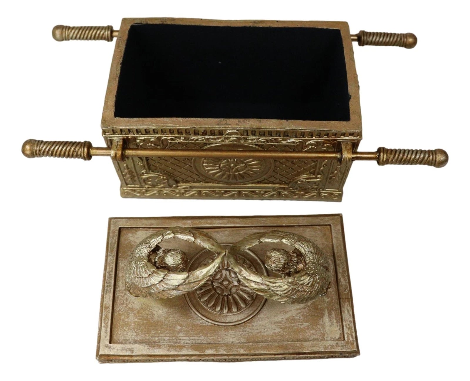 Golden Ark Of The Covenant With Cherubim Angels Decorative Box 9.5"L (1:8 Scale)-9