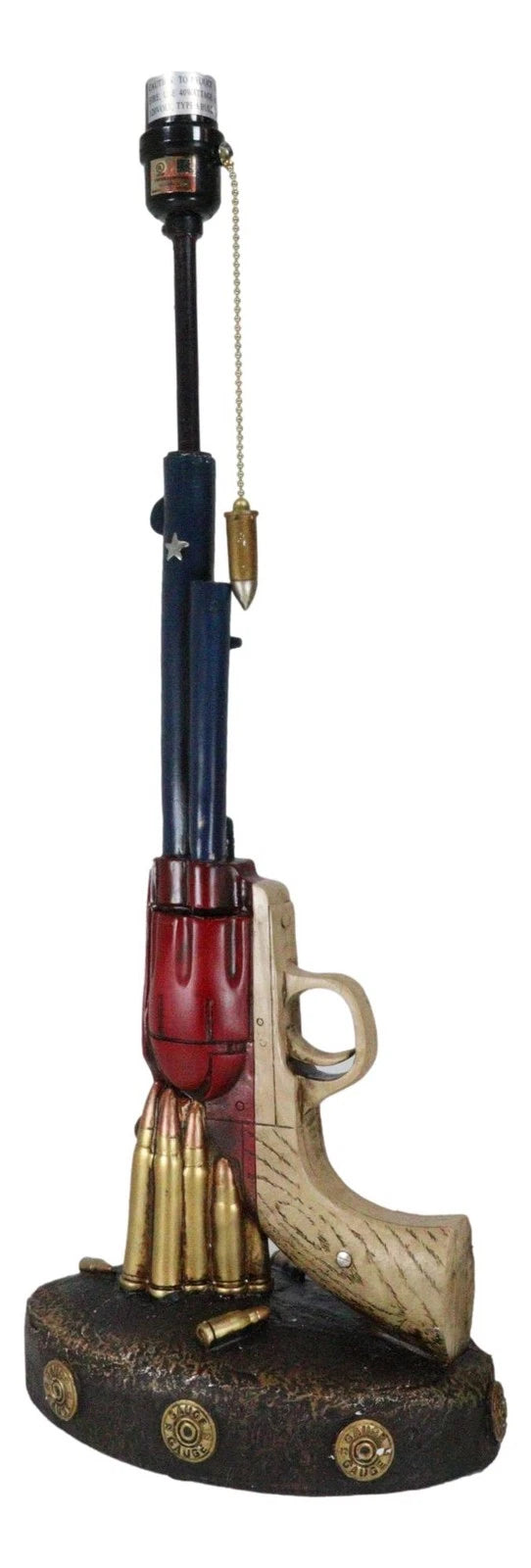 Western Star Texas Flag Six Shooter Pistol Gun With Bullets Desktop Table Lamp-8