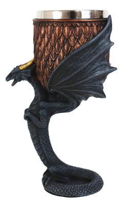 Dragon Scales With Servant Winged Drake Stem Base Drinking Wine Goblet Chalice-8