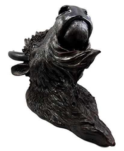 Large Bison Buffalo Hanging Wall Decor Sculpture Plaque Figurine 18.5" H-9