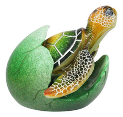 Green Nautical Marine Sea Turtle Hatchling Emerging Out of Egg Mini Figurine-6