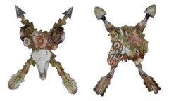 Set of 2 Western Floral Blooms Cow Skull & Horse With Crossed Arrows Wall Decor-8