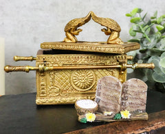 Matte Gold Ark Of The Covenant Model With Contents Figurine Decorative Box 1:16-1