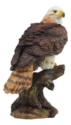 Wildlife Bald Eagle On Tree Stump Statue Birds Of Prey Figurine 10"H-6